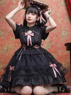 Sweet Lolita Dress Polyester Short Sleeves Dress