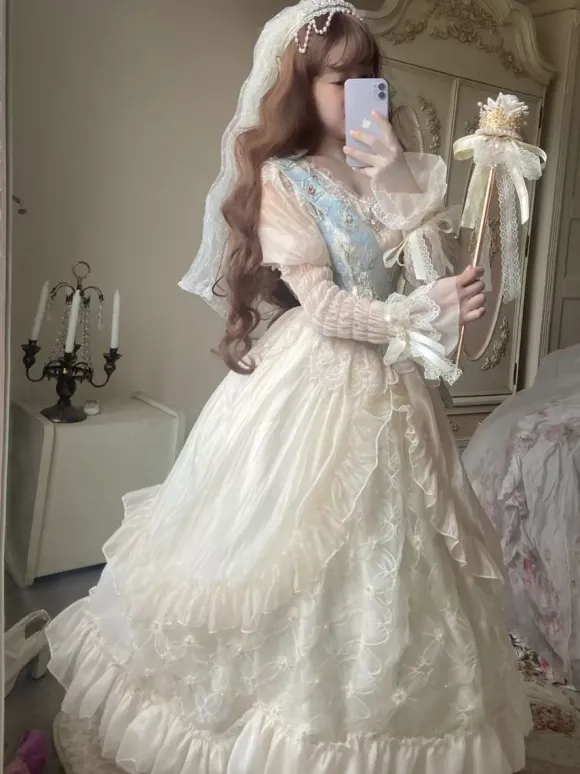 Sweet Lolita Dress Polyester long Sleeves Dress Lolita Wedding Dress