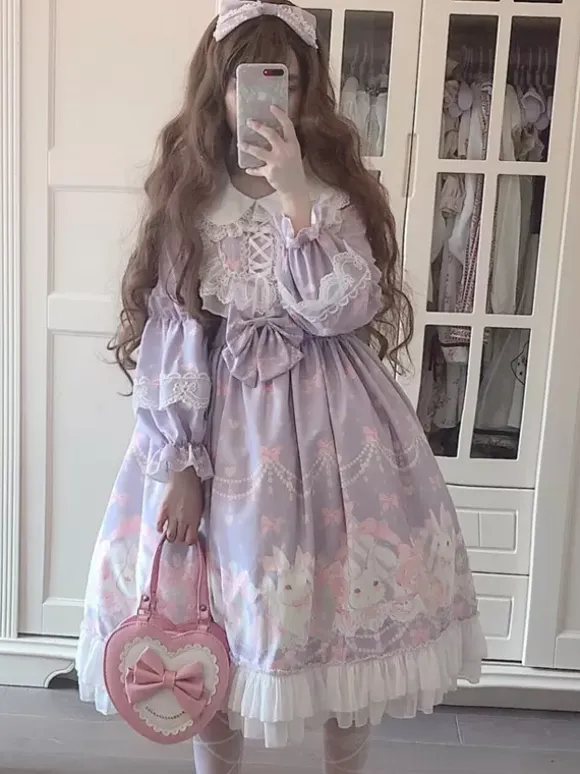 Sweet Lolita Dress Polyester Long Sleeves Dress Sweet Lolita Dress