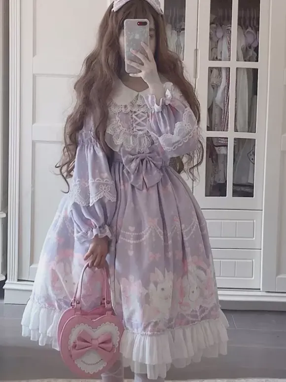 Sweet Lolita Dress Polyester Long Sleeves Dress Sweet Lolita Dress