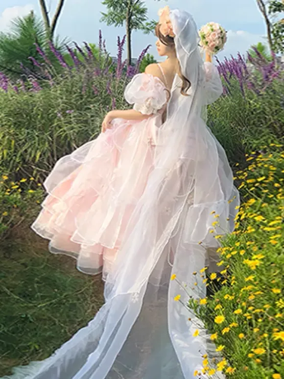 Sweet Lolita Dress Short Sleeves Jumper Bride Wedding Hime Lolita Dress