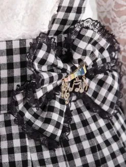 Sweet Lolita Dress SK Check Bow Lolita Suspender Skirt