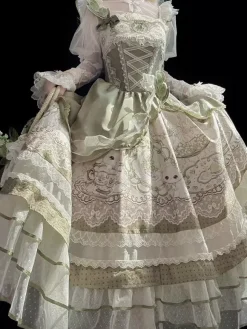 Sweet Lolita Dress Sleeveless Jumper Skirt Pearls Classic Fairytale Party Costume Satin Fabric Kawaii Fashion