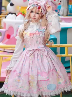 Sweet Lolita Dress Sleeveless Bows Dress Sweet Fairytale Yellow Dress