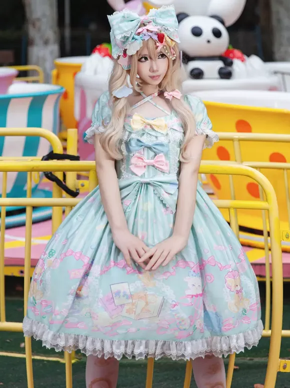 Sweet Lolita Dress Sleeveless Bows Dress Sweet Fairytale Yellow Dress