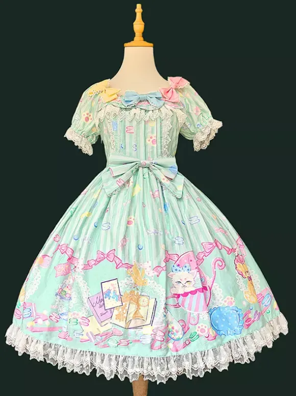 Sweet Lolita Dress Sleeveless Bows Dress Sweet Fairytale Yellow Dress