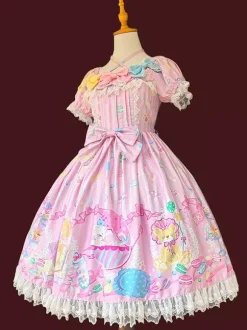 Sweet Lolita Dress Sleeveless Bows Dress Sweet Fairytale Yellow Dress