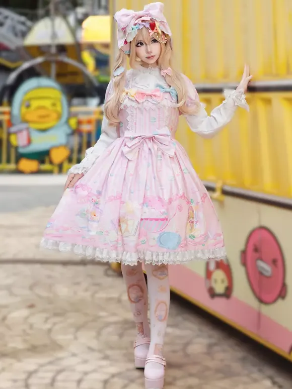 Sweet Lolita Dress Sleeveless Bows Dress Sweet Fairytale Yellow Dress