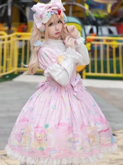 Sweet Lolita Dress Sleeveless Bows Dress Sweet Fairytale Yellow Dress