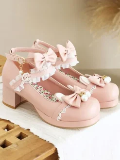 Sweet Lolita Footwear Black Bowknot PU Leather Daily Casual Lolita Shoes