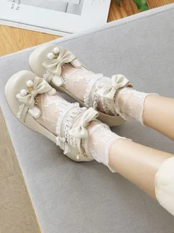 Sweet Lolita Footwear Black Bowknot PU Leather Daily Casual Lolita Shoes
