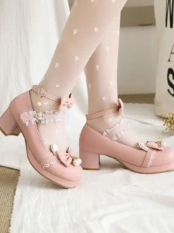 Sweet Lolita Footwear Black Bowknot PU Leather Daily Casual Lolita Shoes