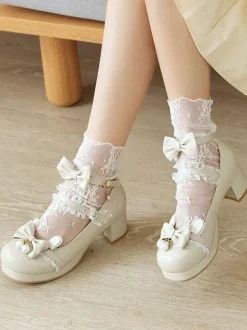 Sweet Lolita Footwear Black Bowknot PU Leather Daily Casual Lolita Shoes