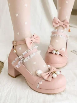 Sweet Lolita Footwear Black Bowknot PU Leather Daily Casual Lolita Shoes