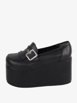 Sweet Lolita Footwear Black Chains Round Toe PU Leather Lolita Pumps