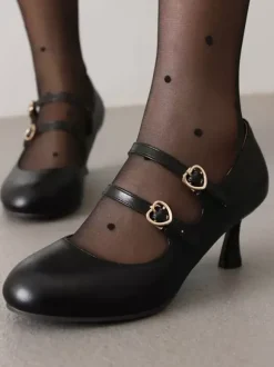 Sweet Lolita Footwear Black Round Toe PU Leather Lolita Shoes