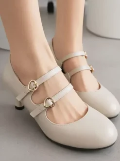 Sweet Lolita Footwear Black Round Toe PU Leather Lolita Shoes