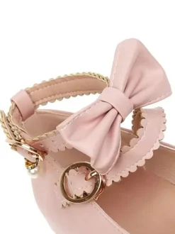 Sweet Lolita Footwear Bows Lace Leather Chunky Heel Lolita Pumps