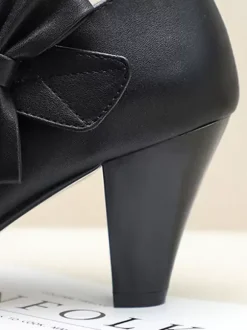Sweet Lolita Footwear Bows Leather Prism Heel Lolita Pumps