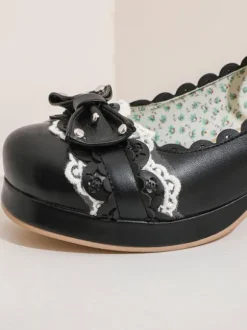 Sweet Lolita Footwear Bows Leather Chunky Heel Lolita Shoes