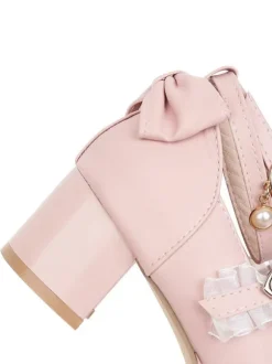 Sweet Lolita Footwear Bows Strawberry Round Toe Leather Lolita Shoes