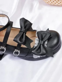 Sweet Lolita Footwear Light Green Bows Round Toe PU Leather Lolita Pumps