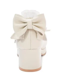 Sweet Lolita Footwear Pink Bows Leather Chunky Heel Lolita Pumps