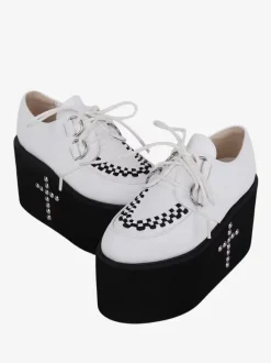 Sweet Lolita Footwear White Metallic Rivets Round Toe PU Leather Lolita Shoes