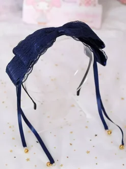 Sweet Lolita Hair Clasp Bow Lace Bell Black Lolita Hair Accessory