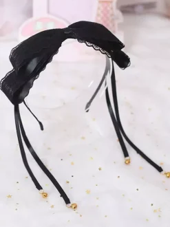 Sweet Lolita Hair Clasp Bow Lace Bell Black Lolita Hair Accessory