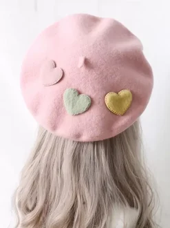 Sweet Lolita Hat Purple Accessory Hearts Pattern Polyester Lolita Accessories