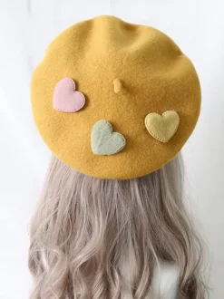 Sweet Lolita Hat Purple Accessory Hearts Pattern Polyester Lolita Accessories