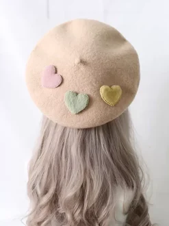 Sweet Lolita Hat Purple Accessory Hearts Pattern Polyester Lolita Accessories