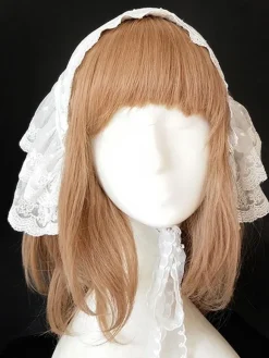 Sweet Lolita Headdress Infanta Sugar And Matcha Lace Ruffle White Lolita Headband