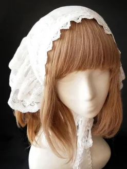 Sweet Lolita Headdress Infanta Sugar And Matcha Lace Ruffle White Lolita Headband