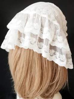 Sweet Lolita Headdress Infanta Sugar And Matcha Lace Ruffle White Lolita Headband