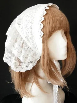 Sweet Lolita Headdress Infanta Sugar And Matcha Lace Ruffle White Lolita Headband