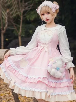 Sweet Lolita JSK Dress Neverland Bows Ruffles Lolita Jumper Skirts