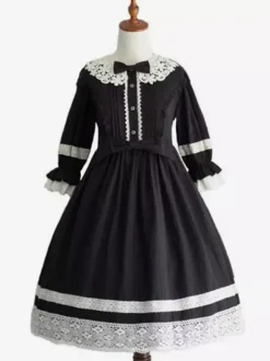 Sweet Lolita OP Dress Black Ruffles Lolita One Piece Dresses