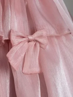Sweet Lolita OP Dress Polyester Short Sleeves Ruffles Bows Pink Lolita One Piece Dress