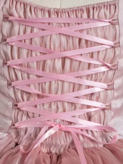 Sweet Lolita OP Dress Polyester Short Sleeves Ruffles Bows Pink Lolita One Piece Dress