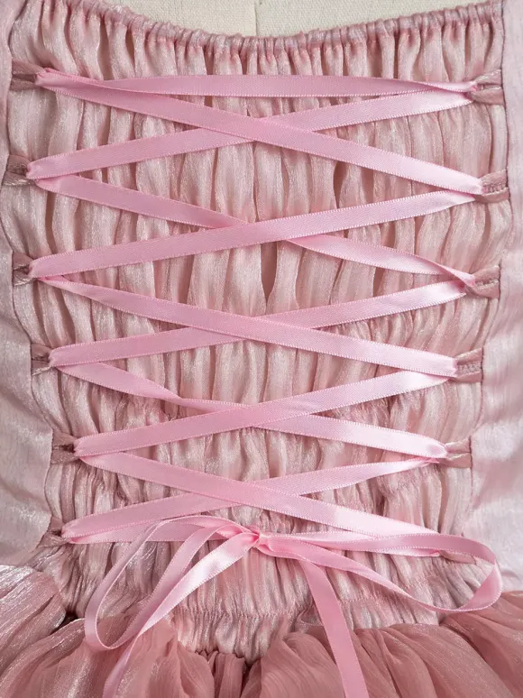 Sweet Lolita OP Dress Polyester Short Sleeves Ruffles Bows Pink Lolita One Piece Dress