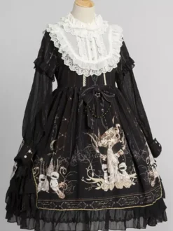 Sweet Lolita OP Dress White Long Sleeves Polyester Daily Casual Lolita One Piece Dresses