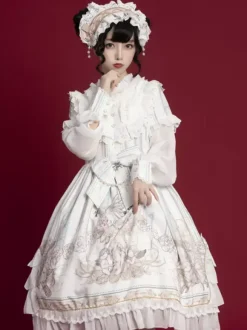 Sweet Lolita OP Dress White Long Sleeves Polyester Daily Casual Lolita One Piece Dresses