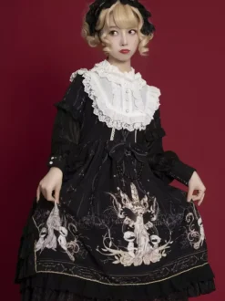 Sweet Lolita OP Dress White Long Sleeves Polyester Daily Casual Lolita One Piece Dresses