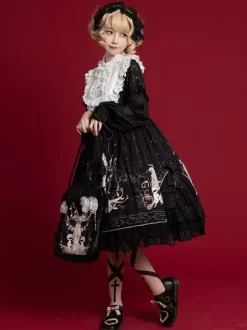 Sweet Lolita OP Dress White Long Sleeves Polyester Daily Casual Lolita One Piece Dresses