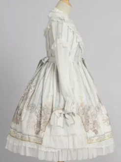 Sweet Lolita OP Dress White Long Sleeves Polyester Daily Casual Lolita One Piece Dresses