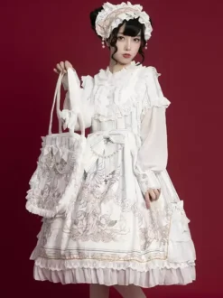 Sweet Lolita OP Dress White Long Sleeves Polyester Daily Casual Lolita One Piece Dresses