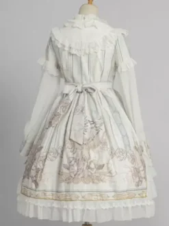 Sweet Lolita OP Dress White Long Sleeves Polyester Daily Casual Lolita One Piece Dresses