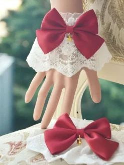 Sweet Lolita Oversleeve Lace Trim Bow Metallic Fringes Lolita Accessories